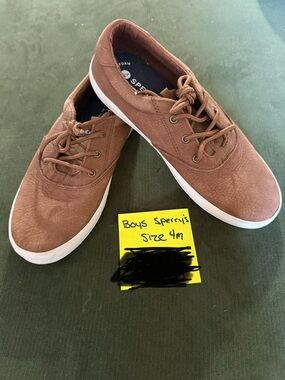 Sperry Brown Boys' Leather-Textured Lace-Up Boat Shoes